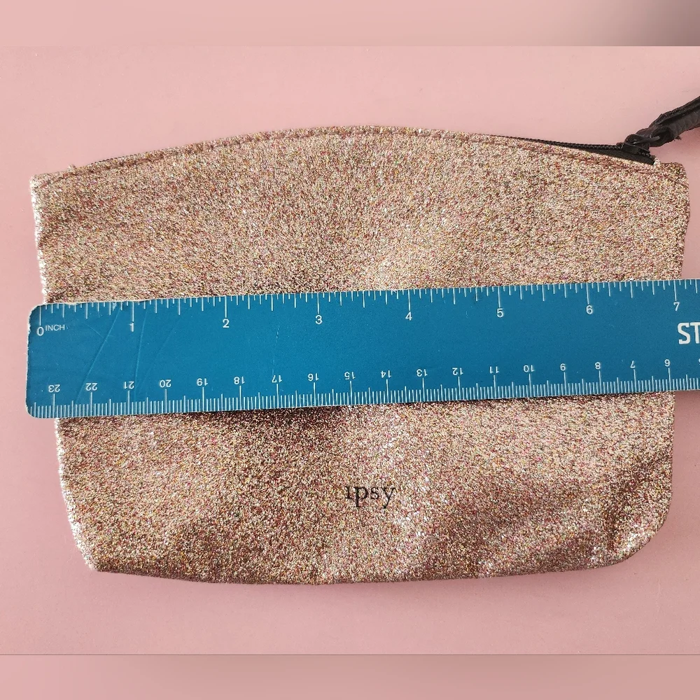 Ipsy Pink Glitter Cosmetic Bag